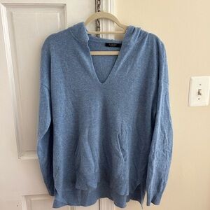 Baby Blue Cashmere V-Neck Hooded Sweater